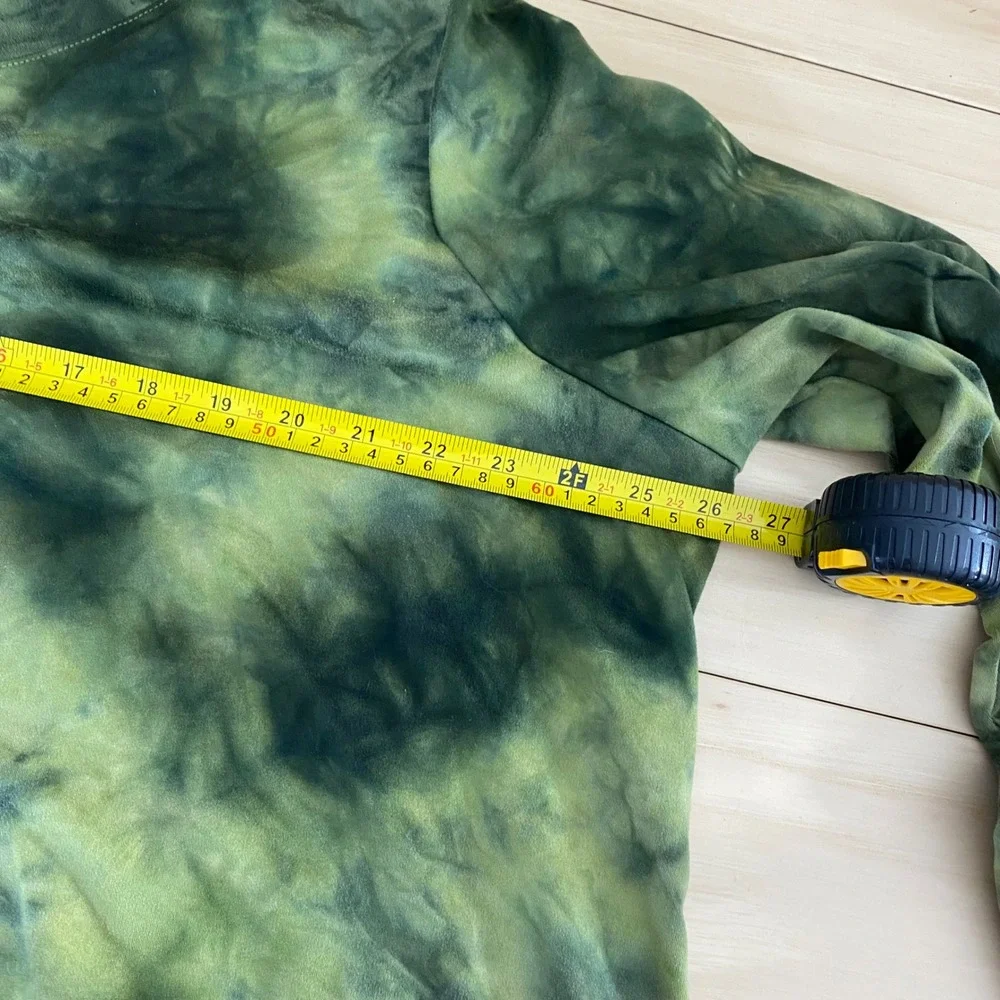 LOGO Lounge Top Women 2X Green Tie Dye V-Neck Long Sleeve Pockets Lori Goldstein